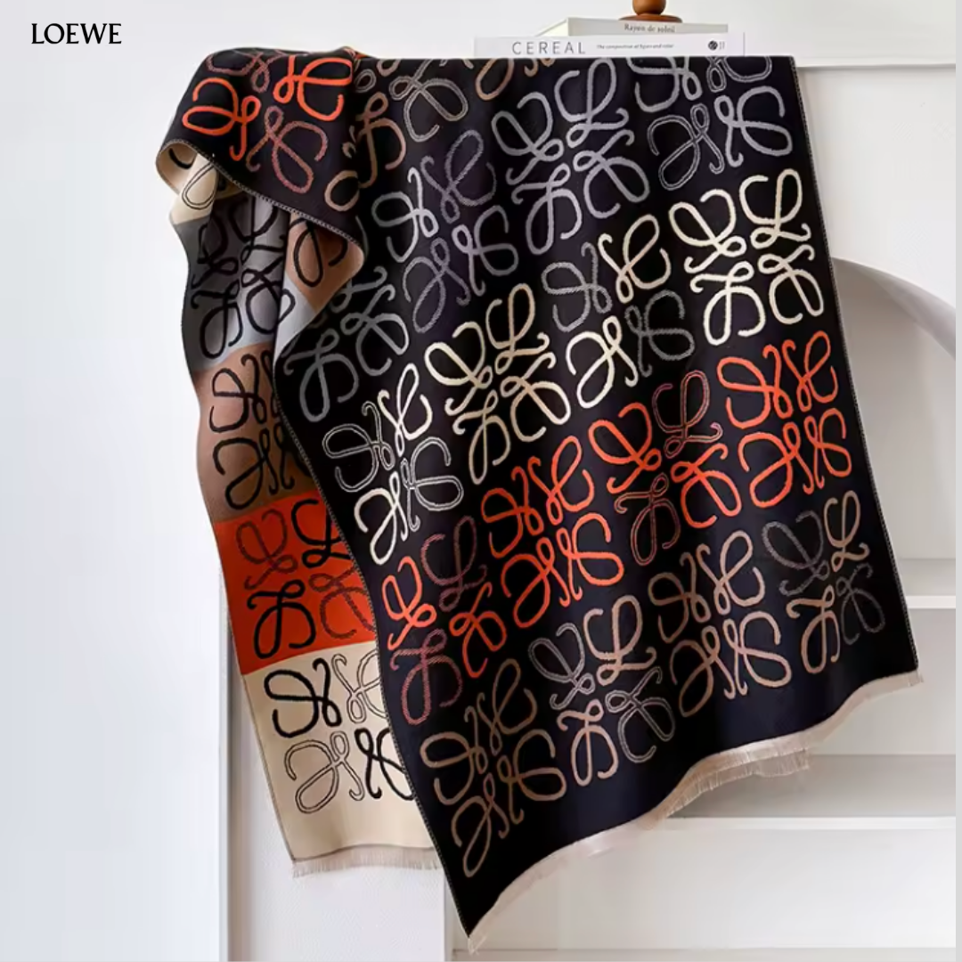 Jacquard Anagram Wool Blanket - Black